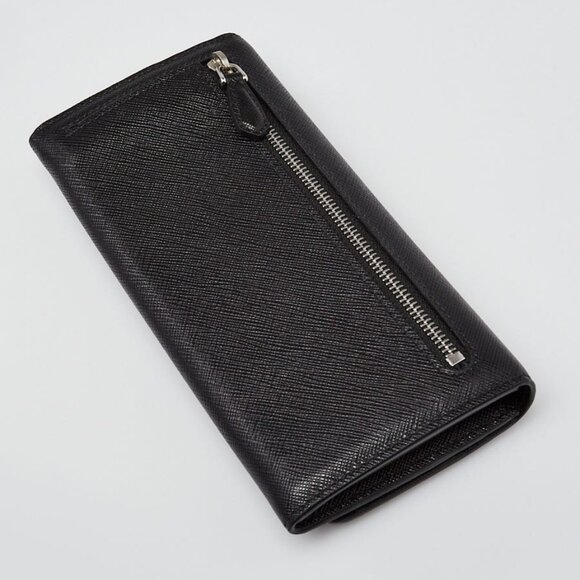 Prada Black Saffiano Leather Metal Pins Large Flap Wallet - 1MH132 - Picture 3 of 12